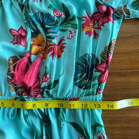 Label OF Love Anthropologie Green Tiered Maxi Dress with Flutter Sleeves medium - Picture 11 of 12